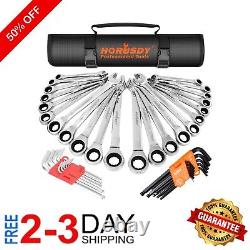 48-Piece Ratcheting Wrench Set Cr-V Steel & 72 Teeth Includes Allen Wrenches