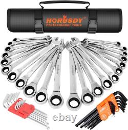 48-Piece Ratcheting Wrench Set Cr-V Steel & 72 Teeth Includes Allen Wrenches