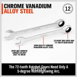 48-Piece Ratcheting Wrench Set Cr-V Steel & 72 Teeth Includes Allen Wrenches