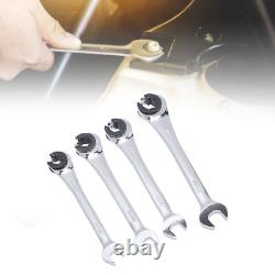 4Pcs Ratcheting Wrench Set 10-17mm Metric Open Head Open End