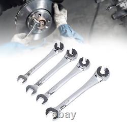 4Pcs Ratcheting Wrench Set 10-17mm Metric Open Head Open End