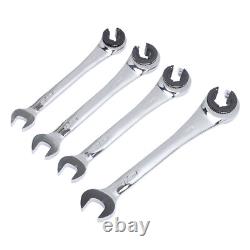 4Pcs Ratcheting Wrench Set 10-17mm Metric Open Head Open End