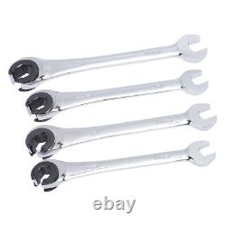 4Pcs Ratcheting Wrench Set 10-17mm Metric Open Head Open End