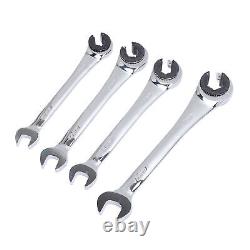 4Pcs Ratcheting Wrench Set 10-17mm Metric Open Head Open End