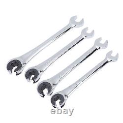 4Pcs Ratcheting Wrench Set 10-17mm Metric Open Head Open End