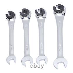 4Pcs Ratcheting Wrench Set 10-17mm Metric Open Head Open End