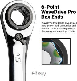 4-In-1 120-Tooth Box End Reversible Ratcheting Wrench Set, Metric and SAE, 4-Pie