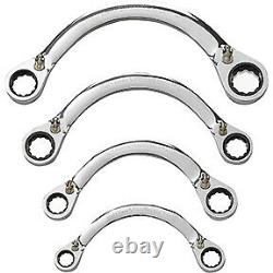 4 Pc. 12 Point Reversible Half Moon Double Box Ratcheting SAE Wrench Set 9840D