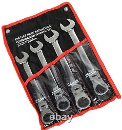 4pc Metric 21-25MM Flex Head Ratcheting Combo Wrench Set