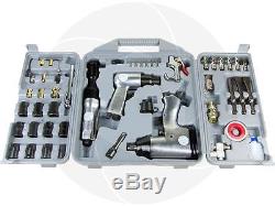 50pcs Pneumatic Air Tool Set Impact Wrench Ratchet Hammer Chisel Socket Set Kit