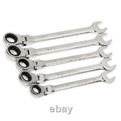 5-Piece Ratcheting Wrench Set Large SAE Flex Head 72 Tooth Box End Hand Tool