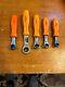 5 Pc Snap-on Orange Hard Handle Metric Ratcheting Ratchet Wrench Set Rbyc