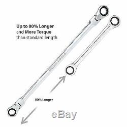 5pc Extra Long Gear Ratcheting Wrench Metric Flexible Double Box End Ratchet
