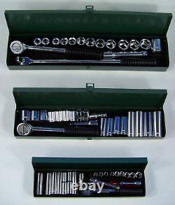 60pc Professional CR-V METRIC SOCKET SET 1/4 3/8 and 1/2 Drive with Metal Cases