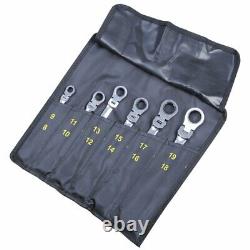6Pack 8-19mm Metric Flexible Head Ratcheting Wrench Combination Spanner Tool Set