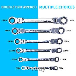 6Pack Double Box End Ratcheting Wrench Flex Head Extra Spanners Metric Universal