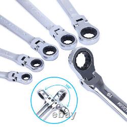 6Pack Double Box End Ratcheting Wrench Flex Head Extra Spanners Metric Universal