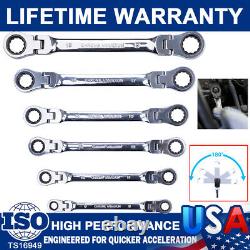 6Pack Flex-Head Double Box End Ratcheting Wrench Extra Spanners Metric Universal