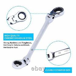 6Pack Flex-Head Double Box End Ratcheting Wrench Extra Spanners Metric Universal