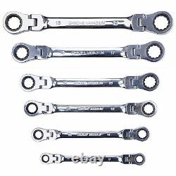 6Packs Double Box End Ratcheting Wrench Flex Head Extra Long Spanners Set Metric