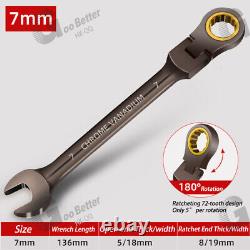 6-19mm Metric Flexible Head Ratcheting Wrench Combination Spanner Tool Set