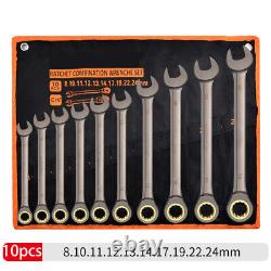 6/8/10Pcs Metric Flexible Head Ratcheting Wrench Combination Spanner Tool Set