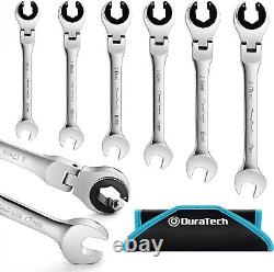 6 Pcs Ratcheting Wrench Set Open Flex-head Metric Ratcheting Tubing Wrench Set