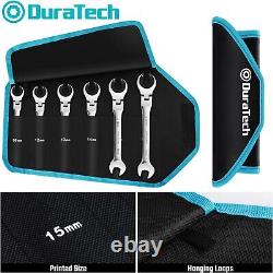 6 Pcs Ratcheting Wrench Set Open Flex-head Metric Ratcheting Tubing Wrench Set