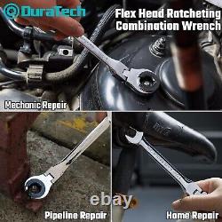 6 Pcs Ratcheting Wrench Set Open Flex-head Metric Ratcheting Tubing Wrench Set