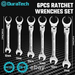 6 Pcs Ratcheting Wrench Set Open Flex-head Metric Ratcheting Tubing Wrench Set