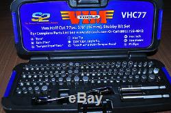 77 Pc. Half Cut Stubby Bit Set with 1/4 x 5/16 Bit Ratchet Wrench VIM VHC77