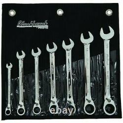 7pc Blackhawk By Proto Reverse Gear Ratcheting Wrench Set 12-Point SAE BW-1407S