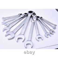 8mm-24mm Ratcheting Spanner Wrench Tool Set Flexible Head Metric Wrench Spanner