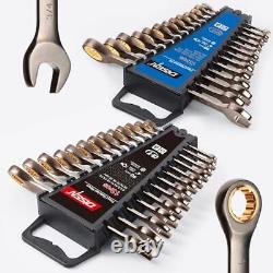 90 Teeth Combination Ratcheting Wrench Set 26 Piece, Metric 26pcs IN/MM