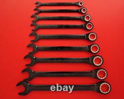 9PC-NEW PROTO Combination/Racheting SAE Wrench Set Alloy Steel Black Chrome