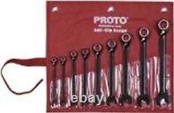 9 pc BLK Chrome Reversible Combo Ratchet Wrench Set Spline