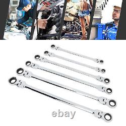 AGS 6pcs Flex Head Ratcheting Wrench Set Metric 8-19mm CRV Steel Extra Long