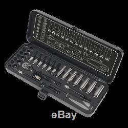 AK7970 Sealey PREMIER BLACK SERIES Socket Set 32pc 1/4 Sq 6pt WallDrive Metric