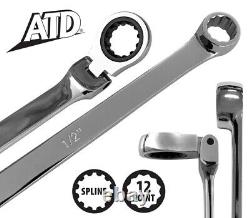 ATD-6509 9Pc. SAE Ratcheting Flexible Head Extra Long Wrench Set