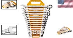 Alloy Steel 16-Piece Ratcheting Wrench Set 72 Tooth Design with Storage Rack