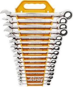 Alloy Steel 16-Piece Ratcheting Wrench Set 72 Tooth Design with Storage Rack