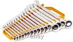 Alloy Steel 16-Piece Ratcheting Wrench Set 72 Tooth Design with Storage Rack