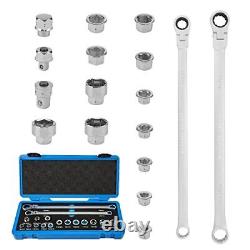 Anbull 17PCS Extra Long Flex-Head Ratcheting Wrench Set Metric Double Box End