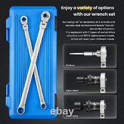 Anbull 17PCS Extra Long Flex-Head Ratcheting Wrench Set Metric Double Box End