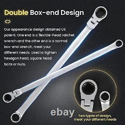 Anbull 17PCS Extra Long Flex-Head Ratcheting Wrench Set Metric Double Box End