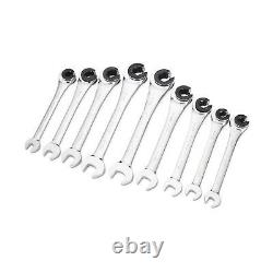 Anbull Fixed Head Tubing Ratchet Open End Wrench Set, Combination Ratcheting