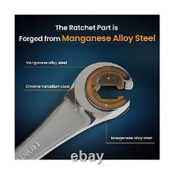 Anbull Fixed Head Tubing Ratchet Open End Wrench Set, Combination Ratcheting