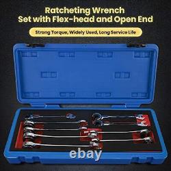 Anbull Fixed Head Tubing Ratchet Open End Wrench Set Combination Ratcheting