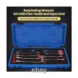 Anbull Fixed Head Tubing Ratchet Open End Wrench Set, Combination Ratcheting