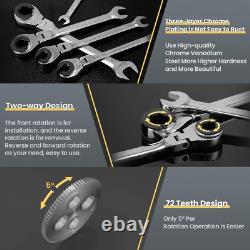 Anbull Metric Tubing Combination Wrench Set 9Pcs(8-17Mm), Ratcheting Wrench Set